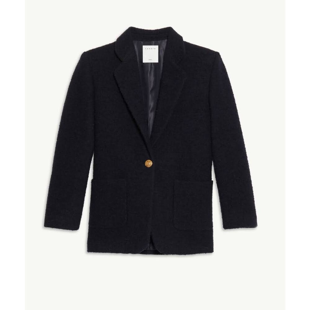 Sandro Severine Navy Tweed Jacket 2 M 38